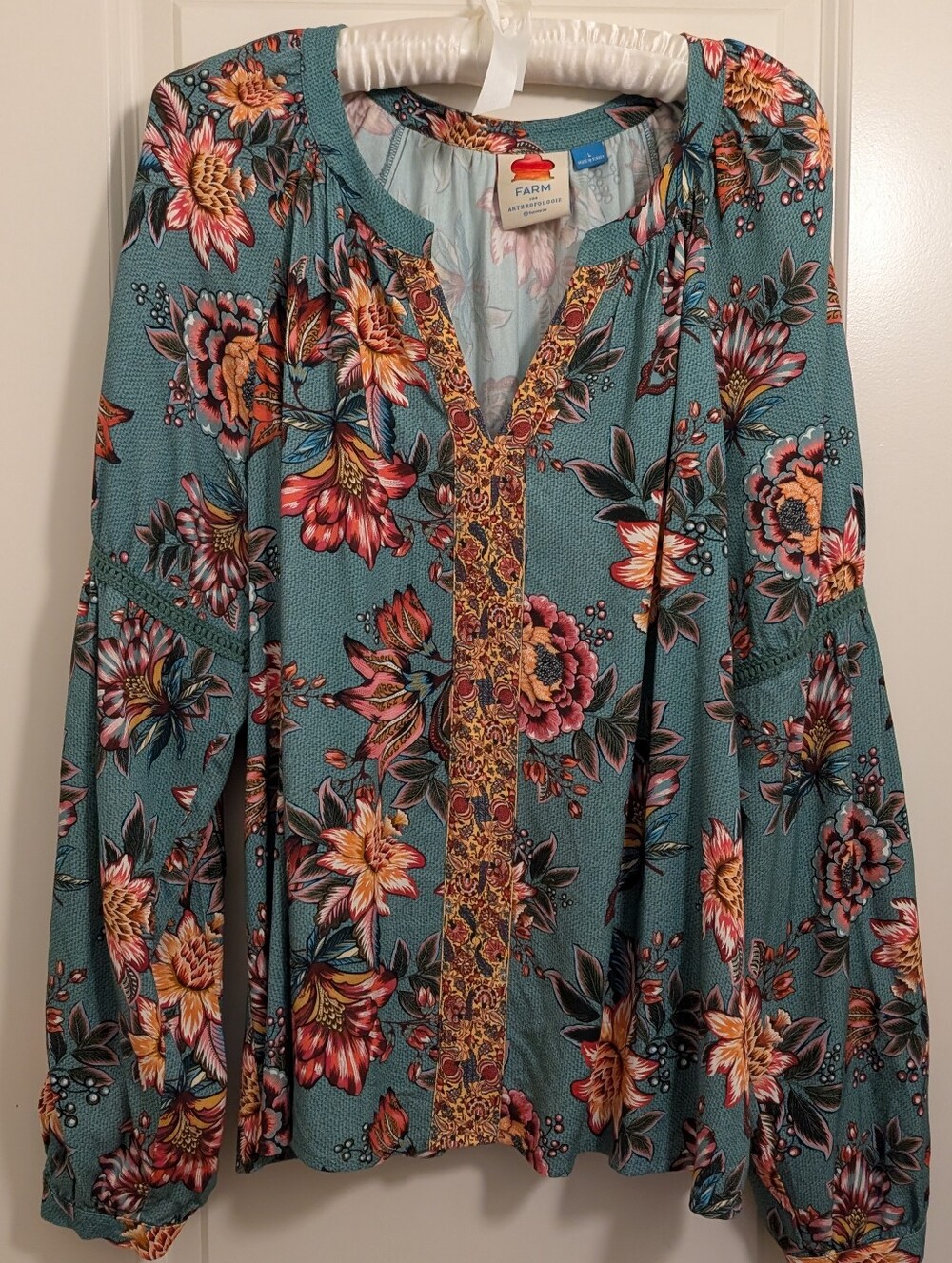 FARM Rio x Anthropologie Exclusive Collaboration - Paola Floral Peasant Blouse,